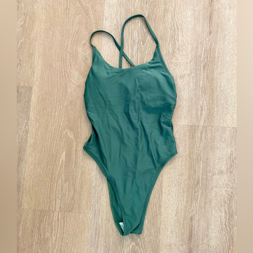 Cupshe one piece bathing suit with tie back and cheeky high leg